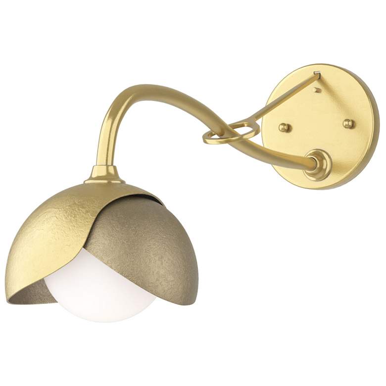 Image 1 Brooklyn 1-Light Double Shade Sconce - Modern Brass - Gold - Opal Glass