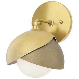 Image1 of Brooklyn 1-Light Double Shade Sconce - Modern Brass - Gold - Opal Glass