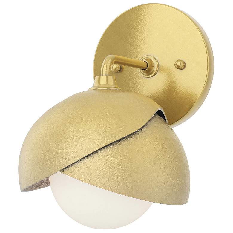 Image 1 Brooklyn 1-Light Double Shade Sconce - Modern Brass - Opal Glass