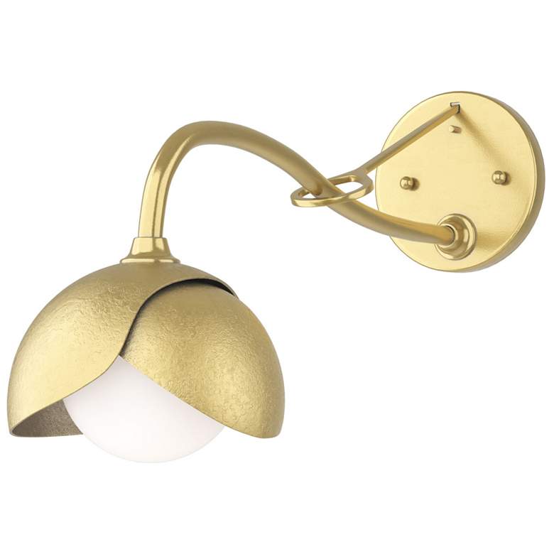 Image 1 Brooklyn 1-Light Double Shade Sconce - Modern Brass - Opal Glass