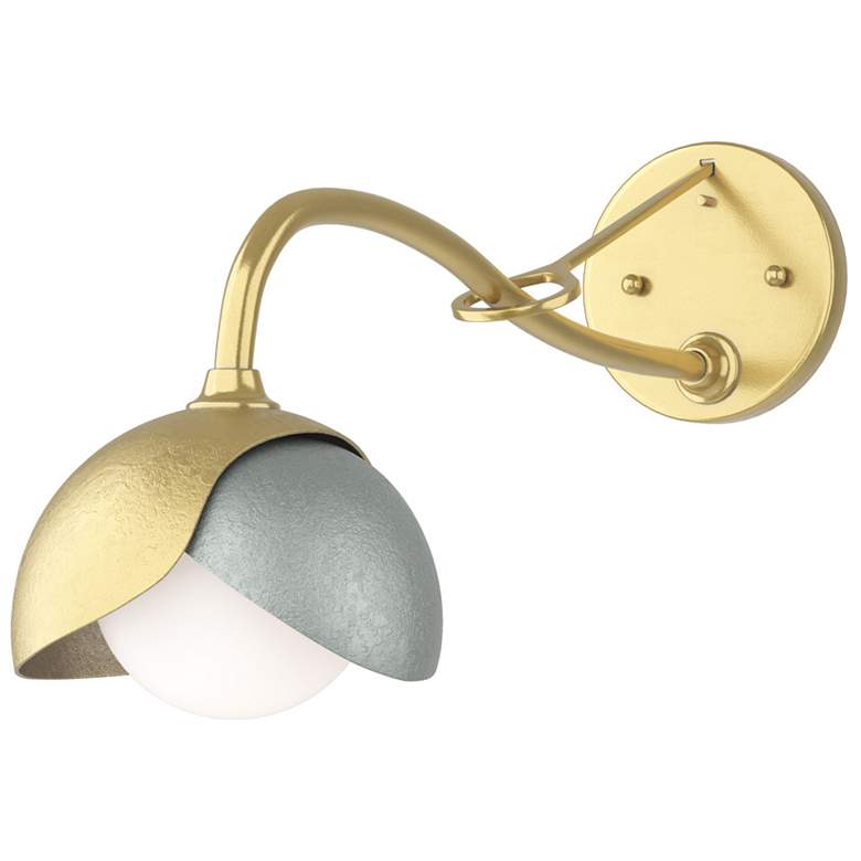 Image 1 Brooklyn 1-Light Double Shade Sconce - Modern Brass - Platinum - Opal Glass