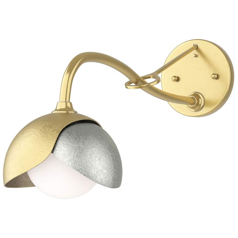 Image 1 Brooklyn 1-Light Double Shade Sconce - Modern Brass - Sterling - Opal Glass