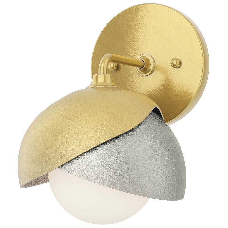 Image 1 Brooklyn 1-Light Double Shade Sconce - Modern Brass - Sterling - Opal Glass