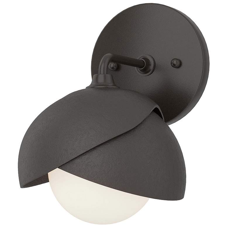 Image 1 Brooklyn 1-Light Double Shade Sconce - Oil Rubbed Bronze - Opal Glass
