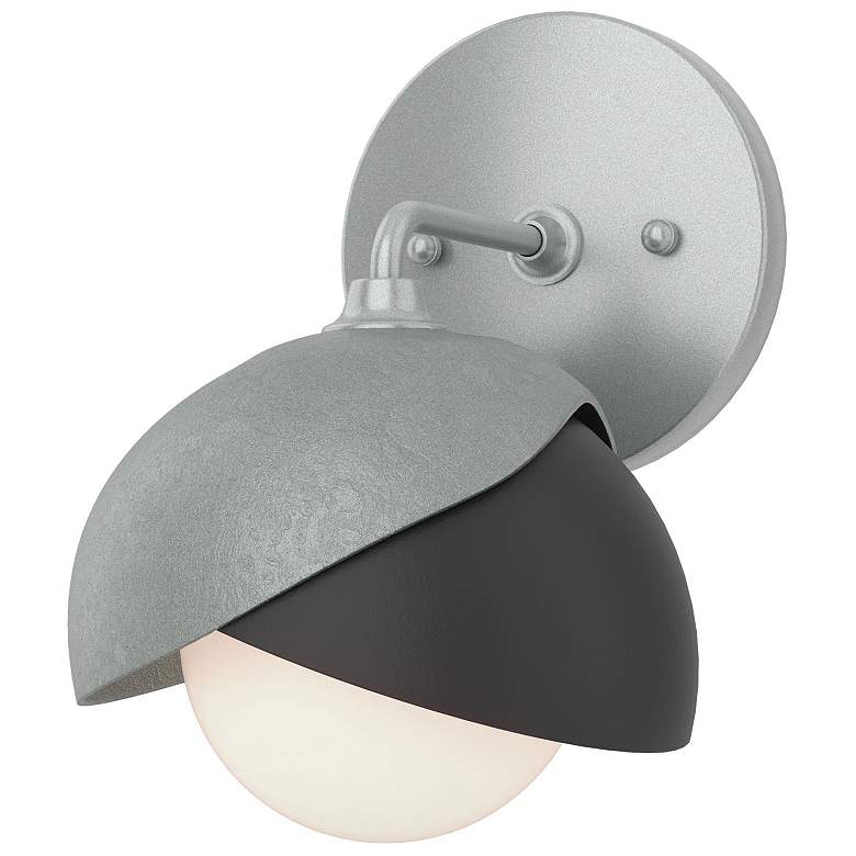 Image 1 Brooklyn 1-Light Double Shade Sconce - Platinum - Black - Opal Glass