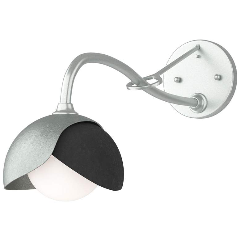 Image 1 Brooklyn 1-Light Double Shade Sconce - Platinum - Black - Opal Glass