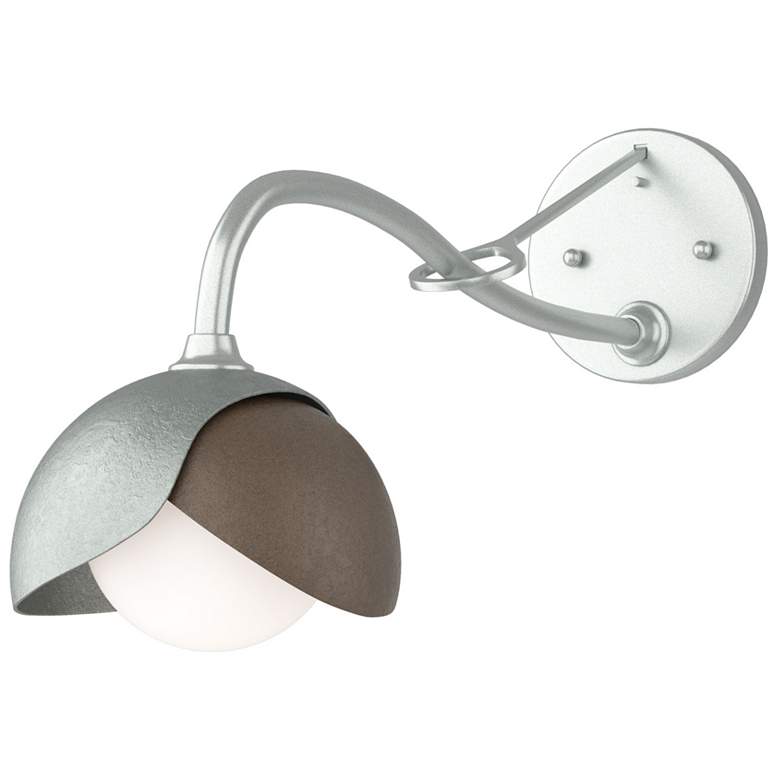 Image 1 Brooklyn 1-Light Double Shade Sconce - Platinum - Bronze - Opal Glass