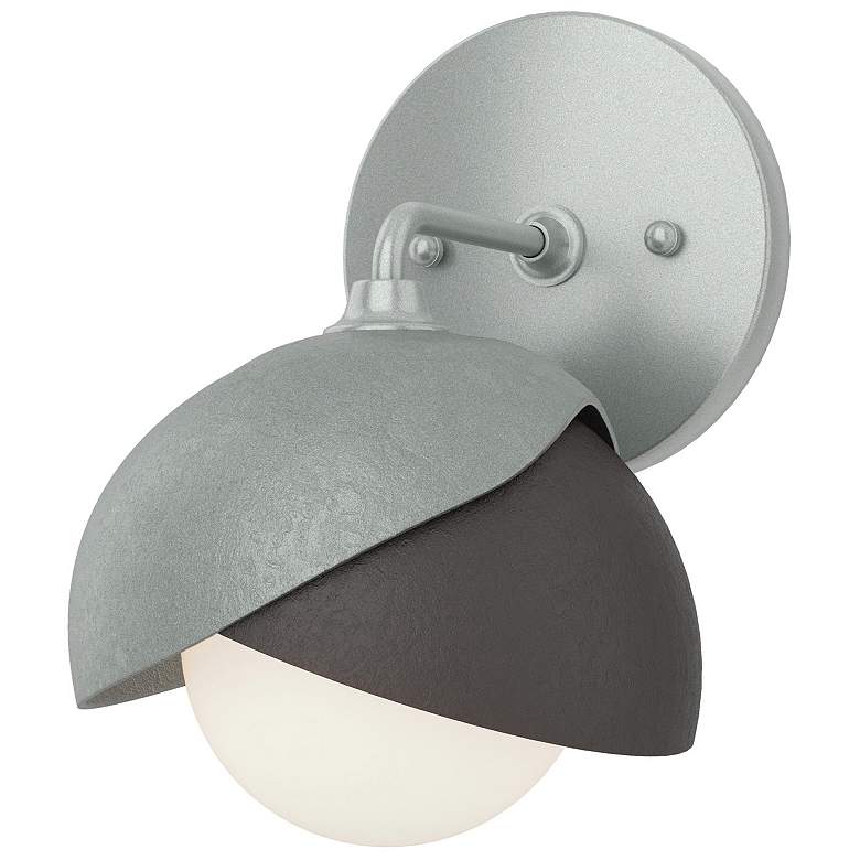 Image 1 Brooklyn 1-Light Double Shade Sconce - Platinum - Bronze - Opal Glass