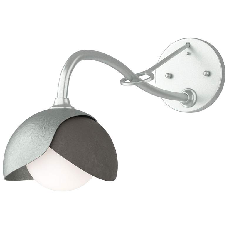 Image 1 Brooklyn 1-Light Double Shade Sconce - Platinum - Dark Smoke - Opal Glass