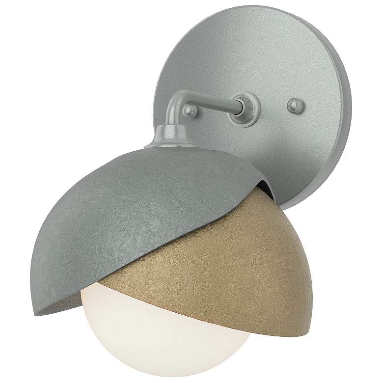 Image 1 Brooklyn 1-Light Double Shade Sconce - Platinum - Gold - Opal Glass