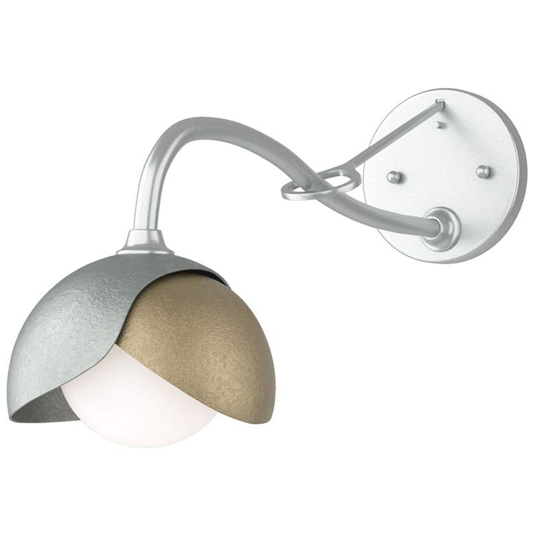 Image 1 Brooklyn 1-Light Double Shade Sconce - Platinum - Gold - Opal Glass