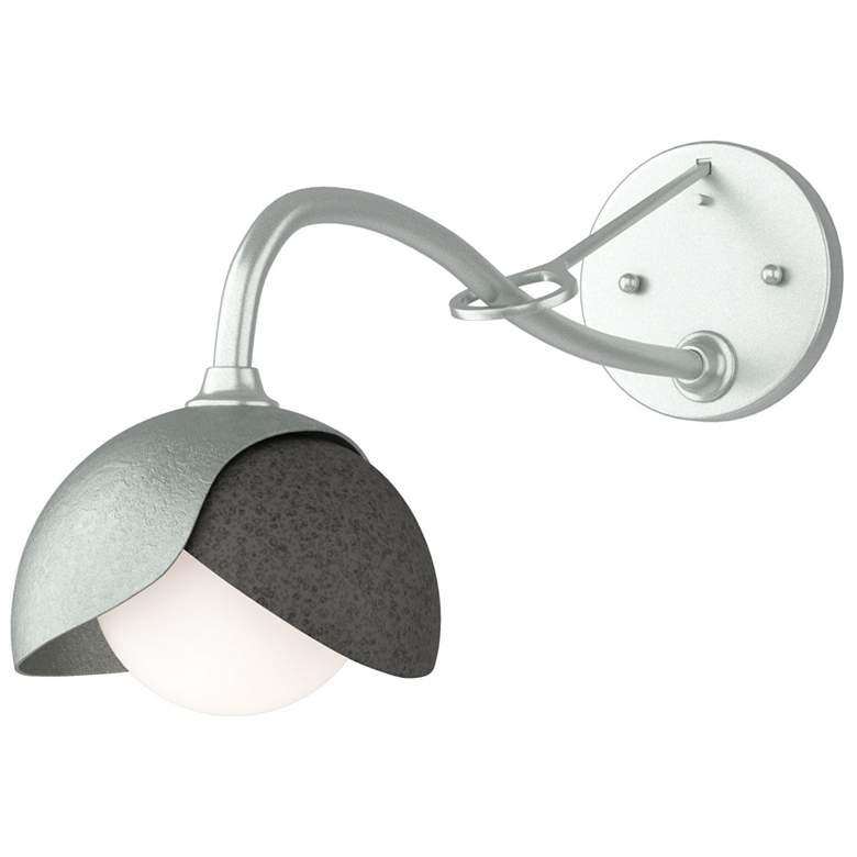 Image 1 Brooklyn 1-Light Double Shade Sconce - Platinum - Iron - Opal Glass