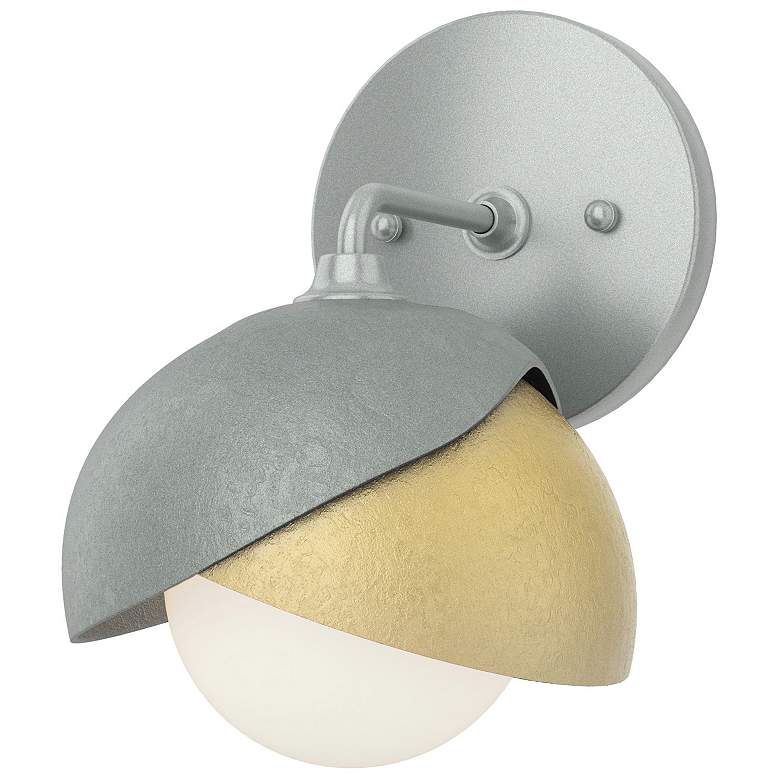 Image 1 Brooklyn 1-Light Double Shade Sconce - Platinum - Modern Brass - Opal Glass