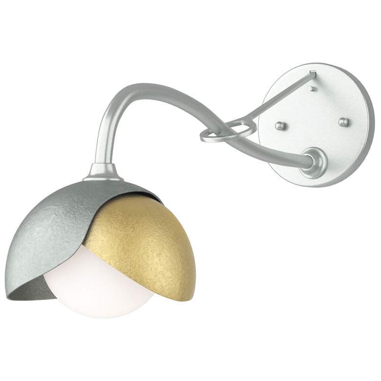 Image 1 Brooklyn 1-Light Double Shade Sconce - Platinum - Modern Brass - Opal Glass