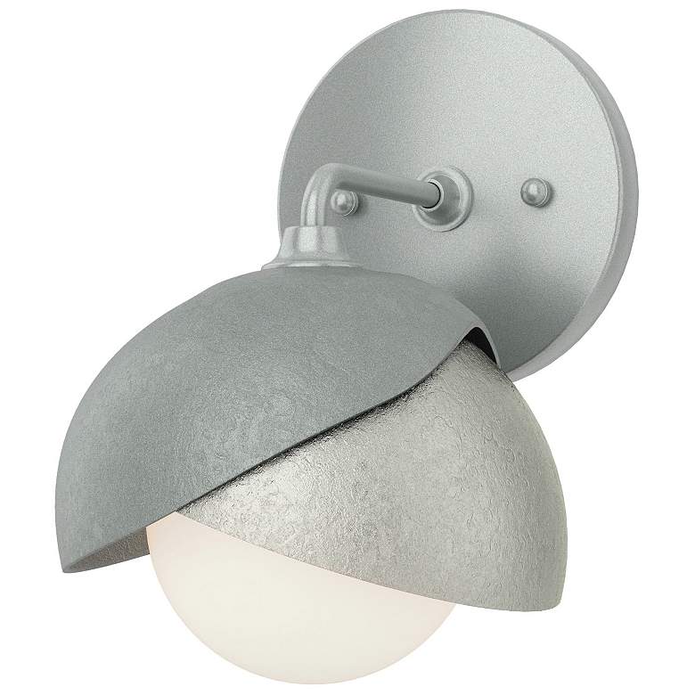 Image 1 Brooklyn 1-Light Double Shade Sconce - Platinum - Sterling - Opal Glass