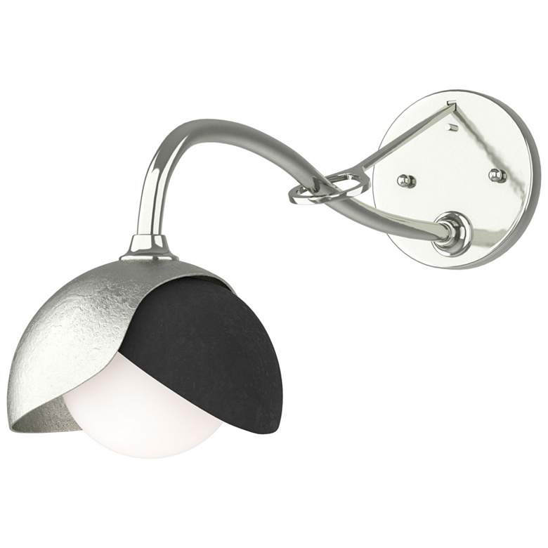 Image 1 Brooklyn 1-Light Double Shade Sconce - Sterling - Black - Opal Glass