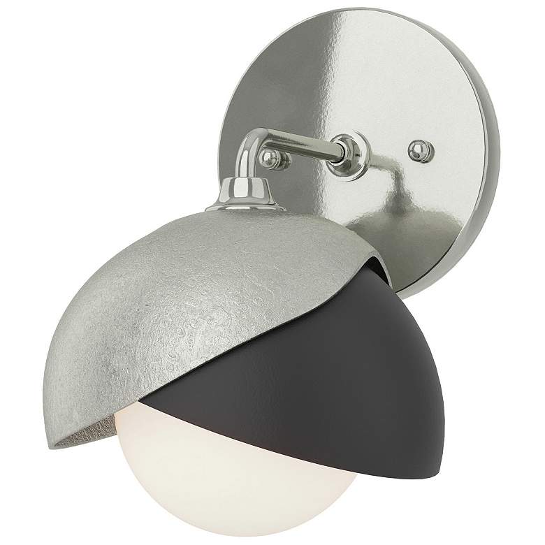 Image 1 Brooklyn 1-Light Double Shade Sconce - Sterling - Black - Opal Glass