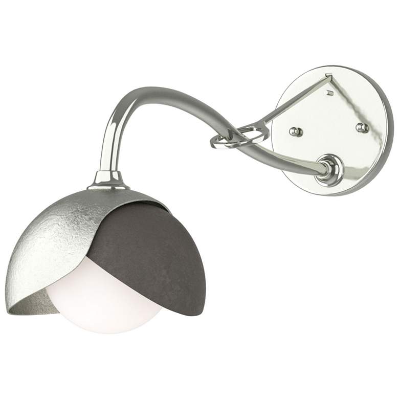 Image 1 Brooklyn 1-Light Double Shade Sconce - Sterling - Dark Smoke - Opal Glass