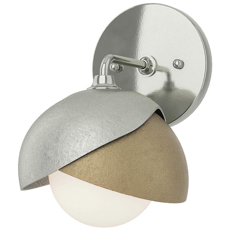 Image 1 Brooklyn 1-Light Double Shade Sconce - Sterling - Gold - Opal Glass
