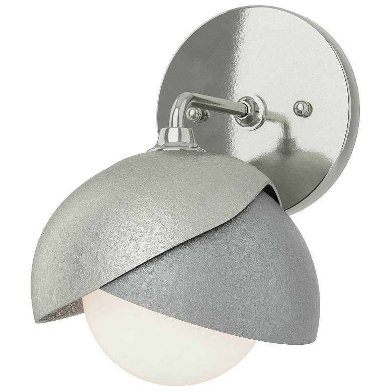 Image 1 Brooklyn 1-Light Double Shade Sconce - Sterling - Platinum - Opal Glass