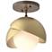 Brooklyn 1-Light Double Shade Semi-Flush - Bronze - Brass - Opal Glass
