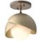 Brooklyn 1-Light Double Shade Semi-Flush - Bronze - Gold - Opal Glass