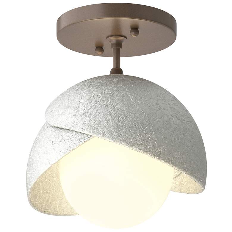 Image 1 Brooklyn 1-Light Double Shade Semi-Flush - Bronze - Platinum - Opal Glass