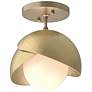 Brooklyn 1-Light Double Shade Semi-Flush - Gold - Brass - Opal Glass