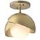 Brooklyn 1-Light Double Shade Semi-Flush - Gold - Brass - Opal Glass