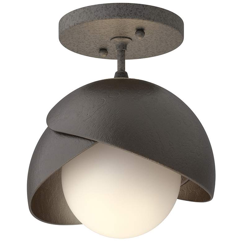 Image 1 Brooklyn 1-Light Double Shade Semi-Flush - Iron - Oil Rubbed Bronze - Opal