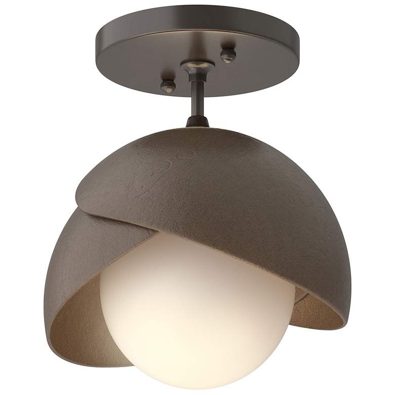 Image 1 Brooklyn 1-Light Double Shade Semi-Flush - Oil Rubbed Bronze - Opal Glass