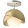 Brooklyn 1-Light Double Shade Semi-Flush - Platinum - Brass - Opal Glass