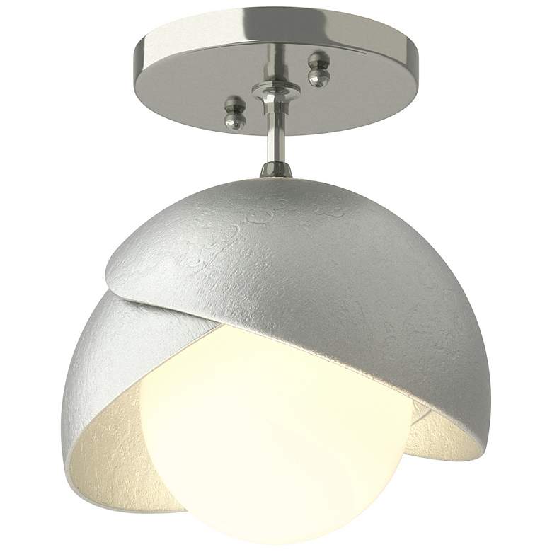 Image 1 Brooklyn 1-Light Double Shade Semi-Flush - Sterling - Platinum - Opal Glass