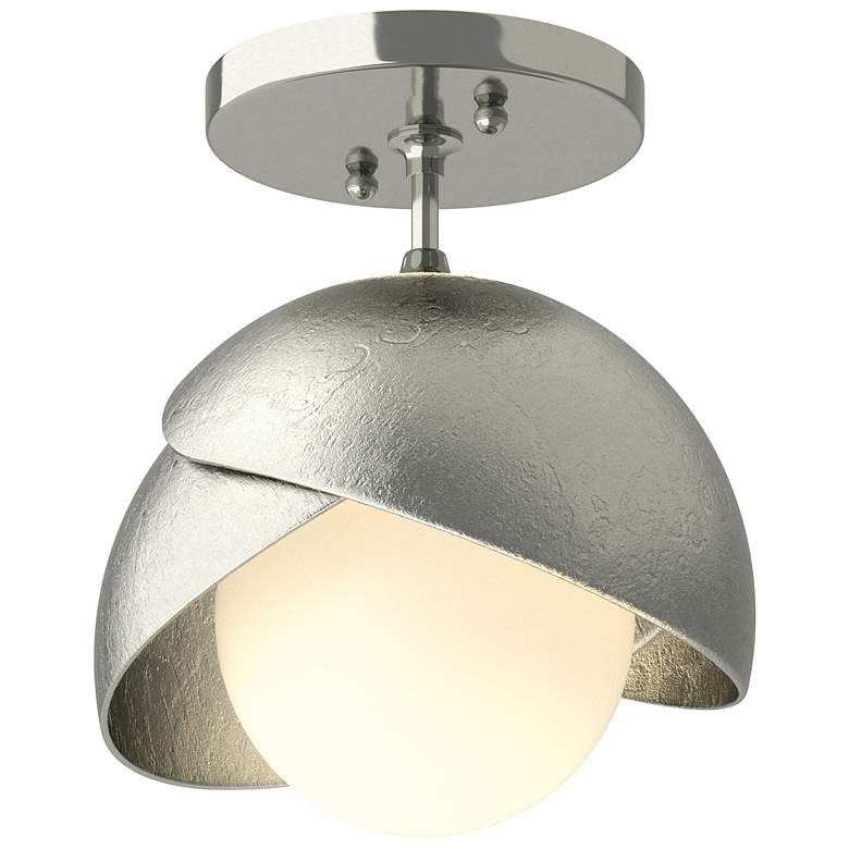 Image 1 Brooklyn 1-Light Double Shade Semi-Flush - Sterling - Sterling - Opal Glass