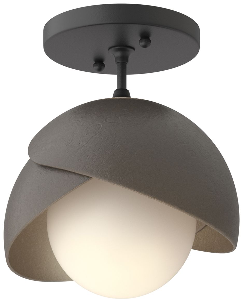 Brooklyn 1-Light Semi-Flush Black Dark Smoke Opal Glass Made to Order