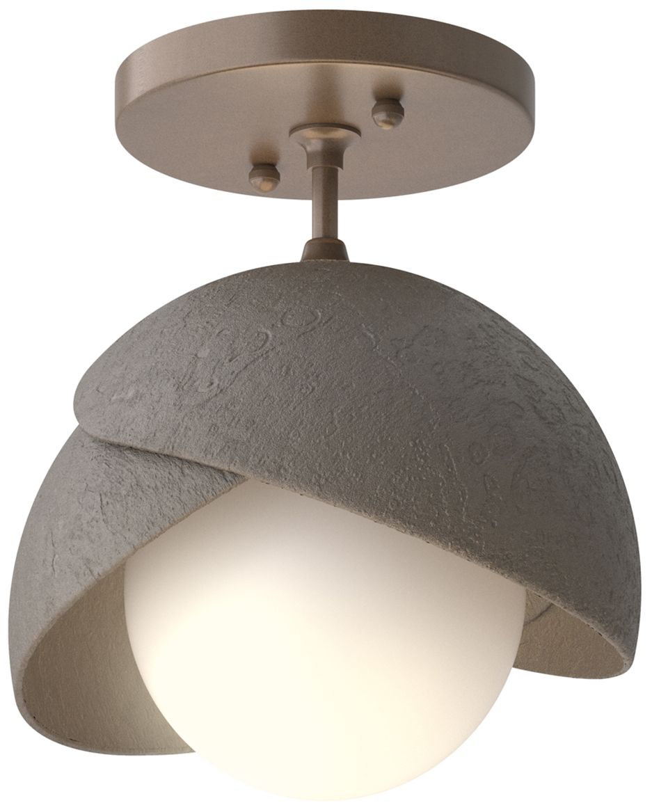 Brooklyn 1-Light Semi-Flush Bronze Dark Smoke Opal Glass Made to Order