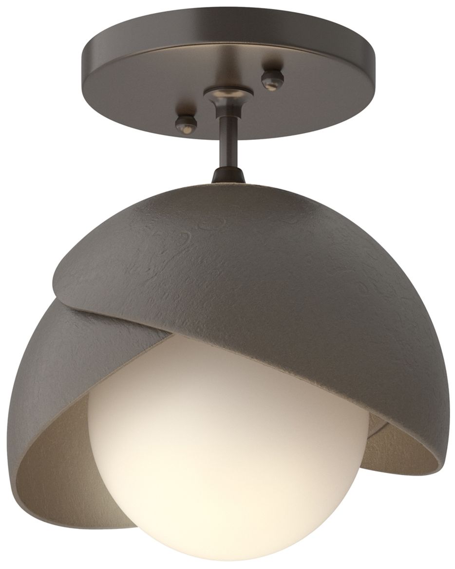Brooklyn 1-Light Semi-Flush Bronze Dark Smoke Opal Glass Made to Order