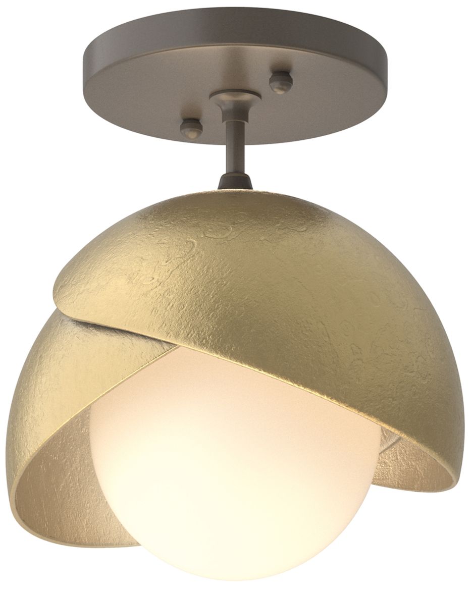 Brooklyn 1-Light Semi-Flush Dark Smoke Brass Opal Glass Made to Order