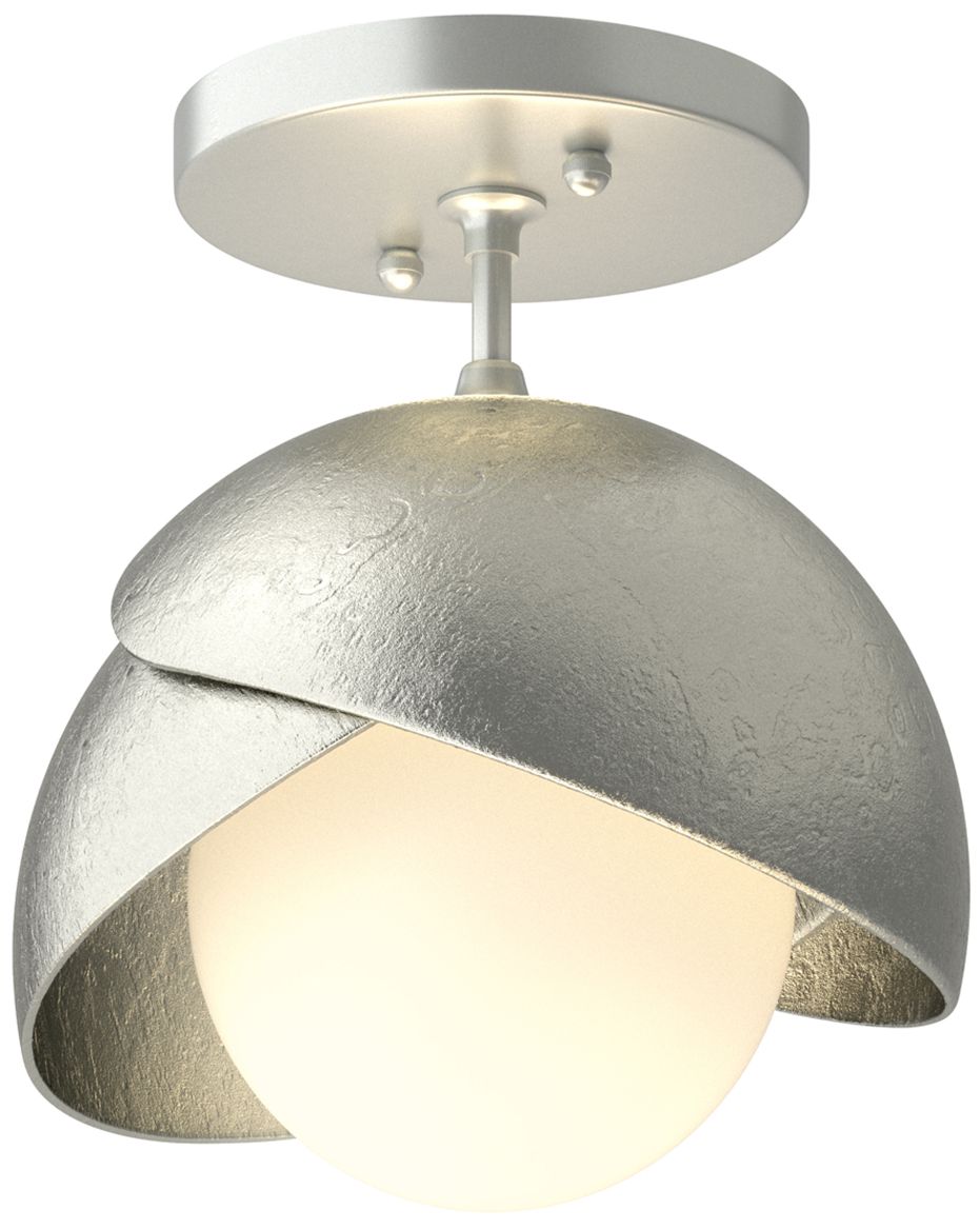 Brooklyn 1-Light Semi-Flush Platinum Sterling Opal Glass Made to Order