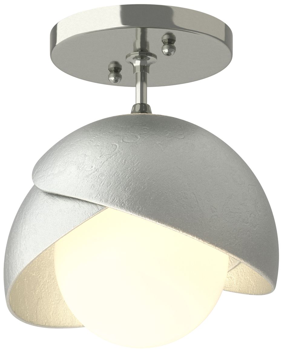 Brooklyn 1-Light Semi-Flush Sterling Platinum Opal Glass Made to Order