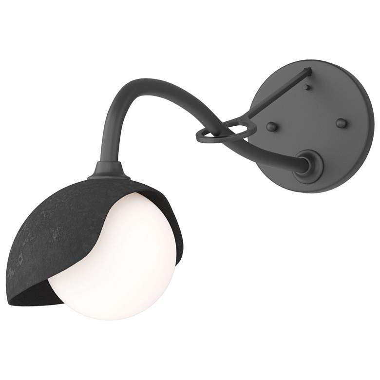 Image 1 Brooklyn 1-Light Single Shade Sconce - Black - Black - Opal Glass