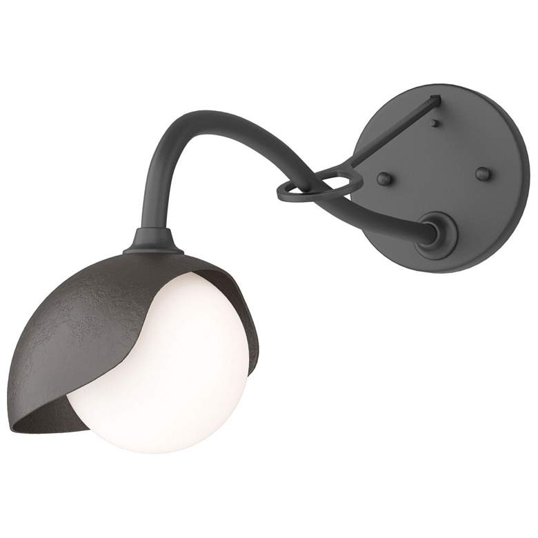 Image 1 Brooklyn 1-Light Single Shade Sconce - Black - Bronze - Opal Glass