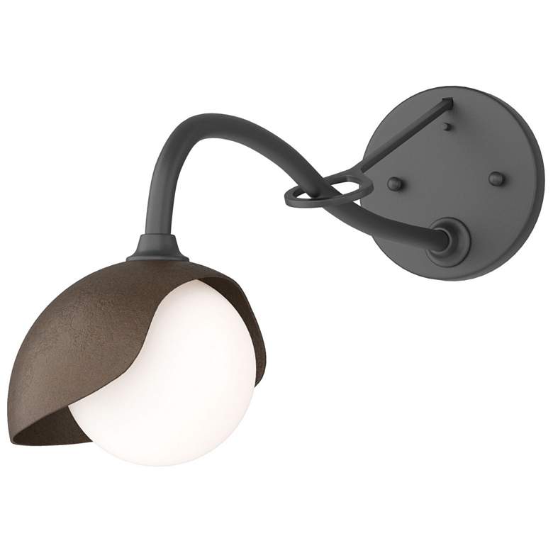 Image 1 Brooklyn 1-Light Single Shade Sconce - Black - Bronze - Opal Glass