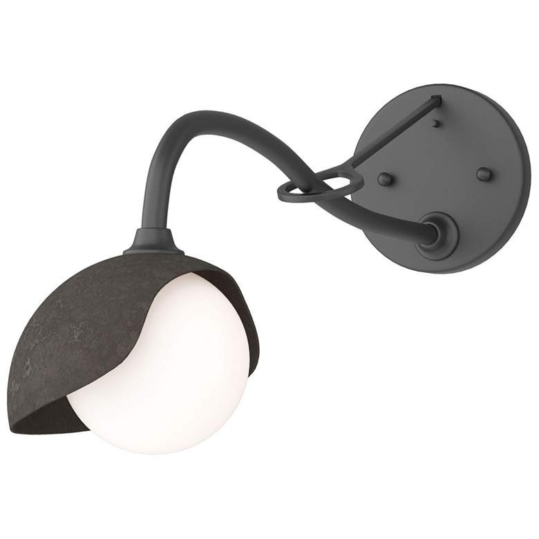 Image 1 Brooklyn 1-Light Single Shade Sconce - Black - Dark Smoke - Opal Glass