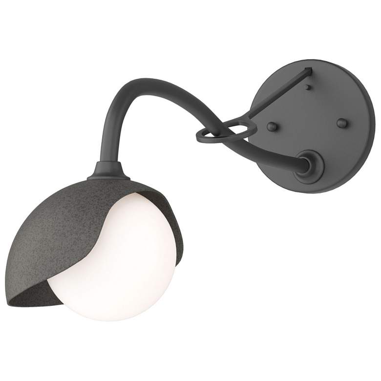 Image 1 Brooklyn 1-Light Single Shade Sconce - Black - Iron - Opal Glass