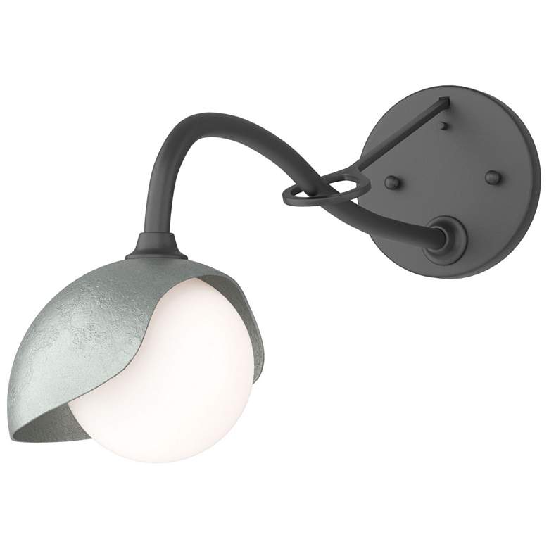 Image 1 Brooklyn 1-Light Single Shade Sconce - Black - Platinum - Opal Glass