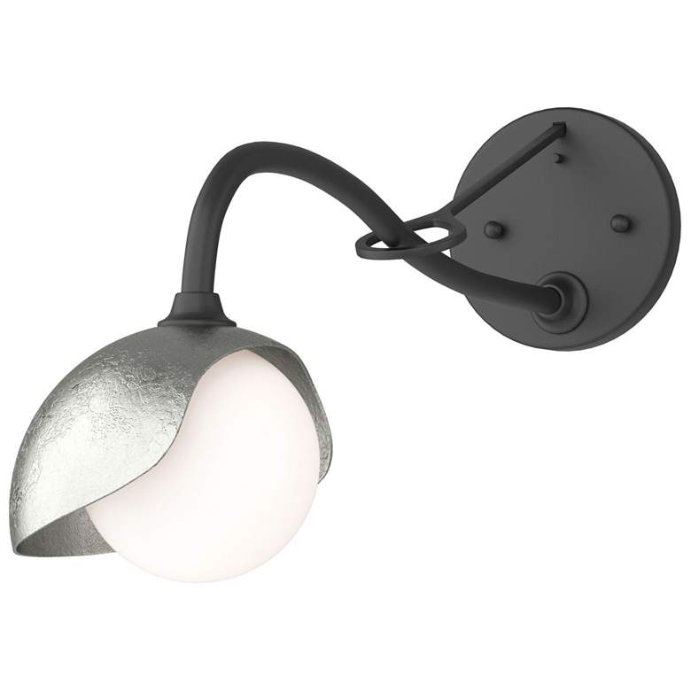 Image 1 Brooklyn 1-Light Single Shade Sconce - Black - Sterling - Opal Glass