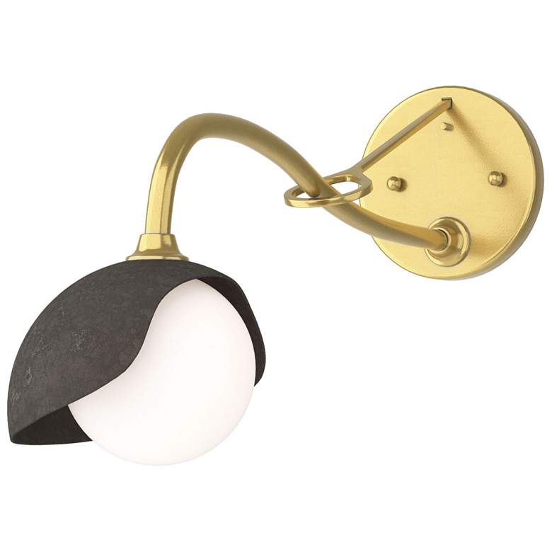Image 1 Brooklyn 1-Light Single Shade Sconce - Brass - Dark Smoke - Opal Glass