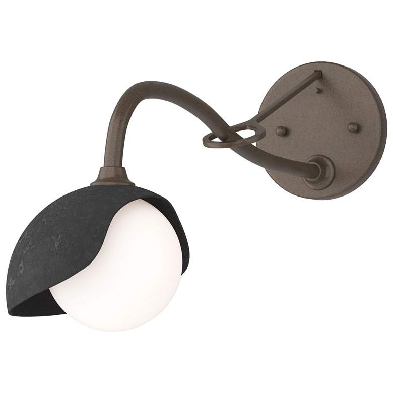 Image 1 Brooklyn 1-Light Single Shade Sconce - Bronze - Black - Opal Glass