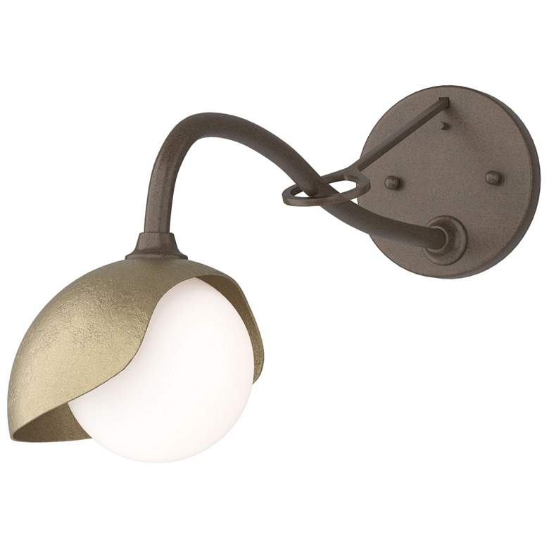 Image 1 Brooklyn 1-Light Single Shade Sconce - Bronze - Gold - Opal Glass